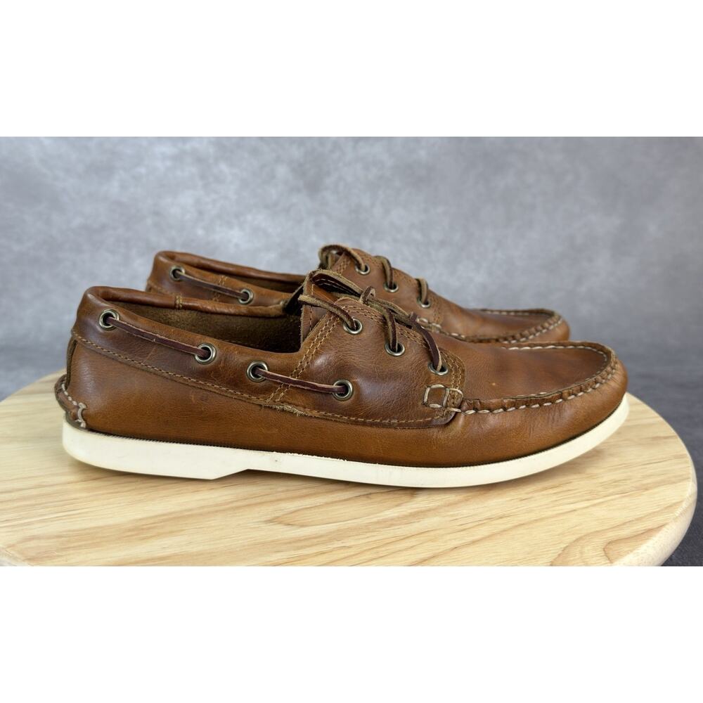 Quoddy Shoes Mens 8.5 Brown Leather Boat Camp Slip On Handsewn Moc